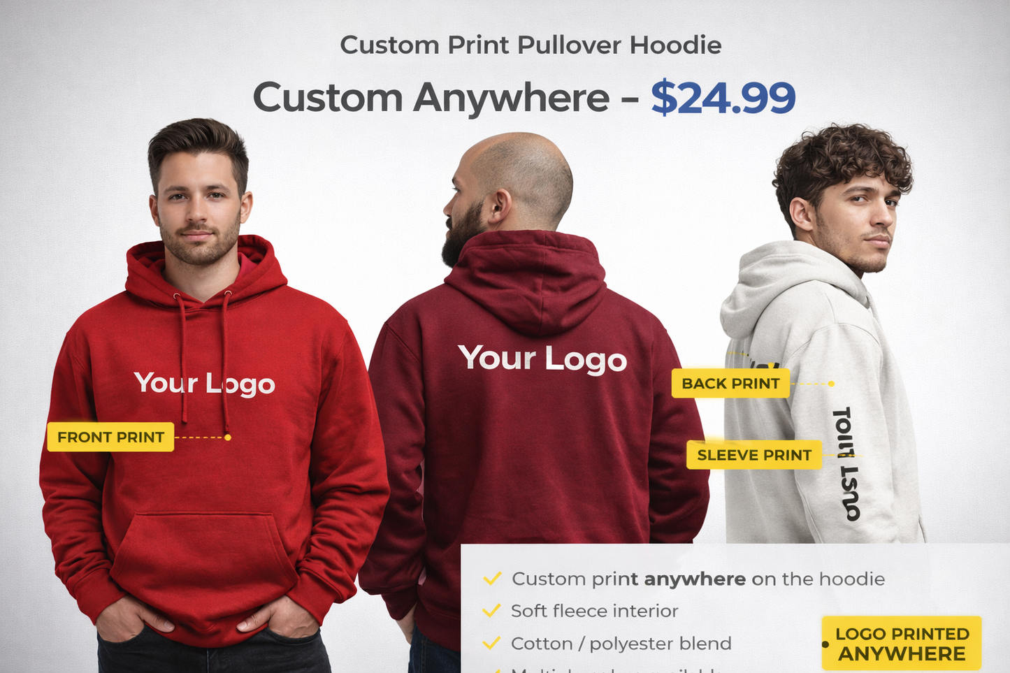 Custom Print Pullover Hoodie