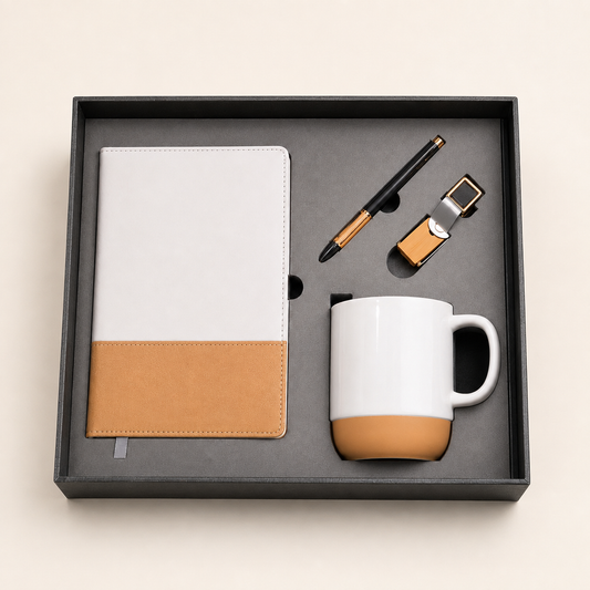 Ivory executive desk gift set — AI-assisted product visualisation