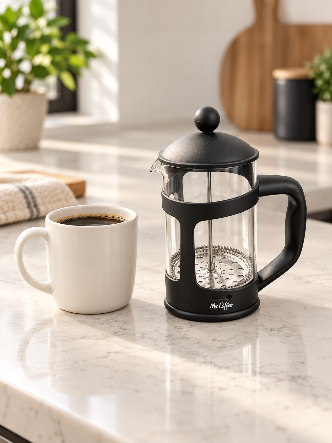 Customizable Mr. Coffee French Press – Matte Black