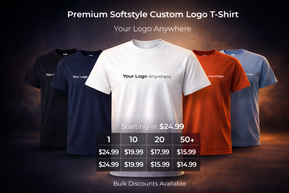 Premium softstyle custom logo T-shirt, main product presentation