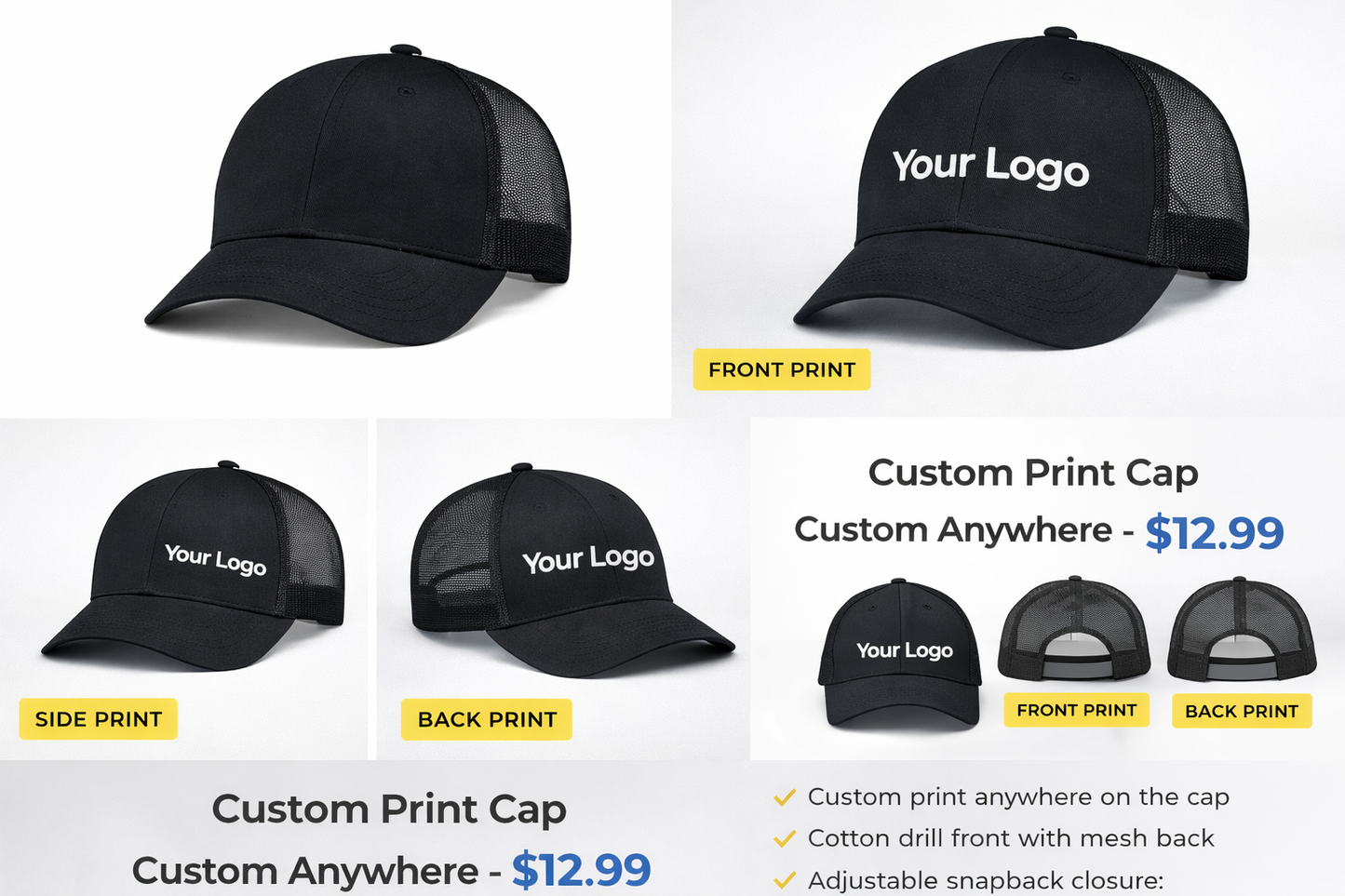 Custom Print Cotton Drill Trucker Cap
