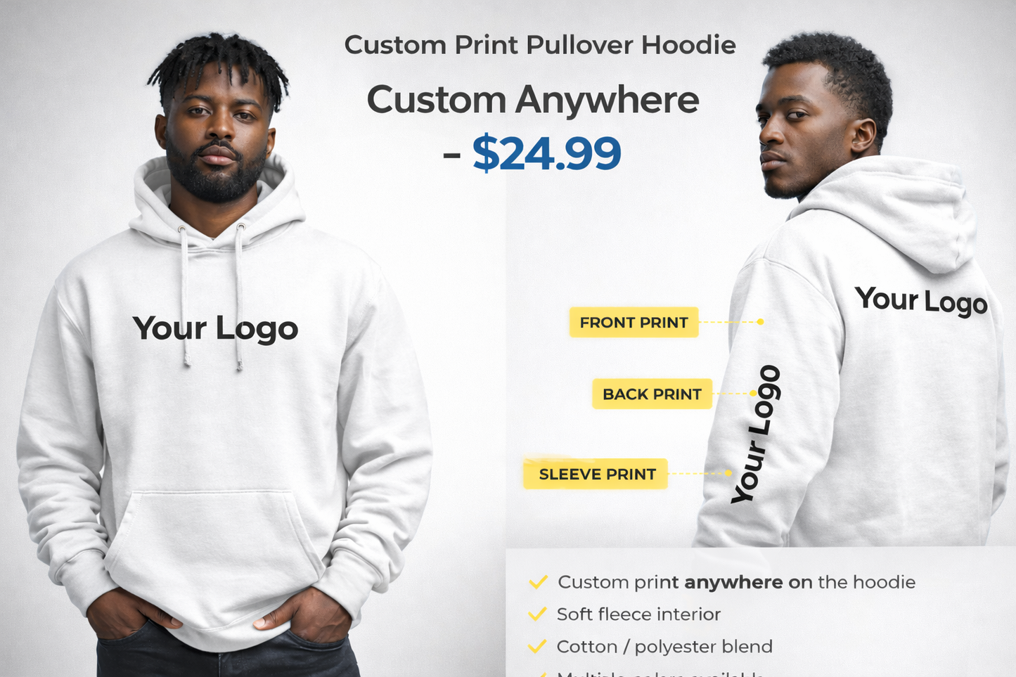 Custom Print Pullover Hoodie