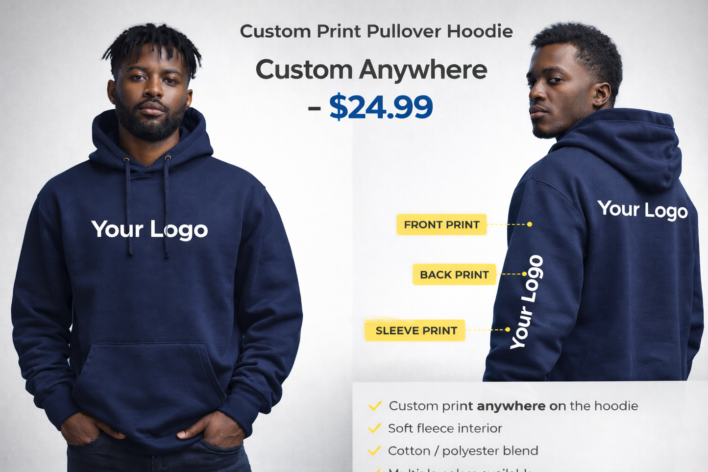 Custom Print Pullover Hoodie