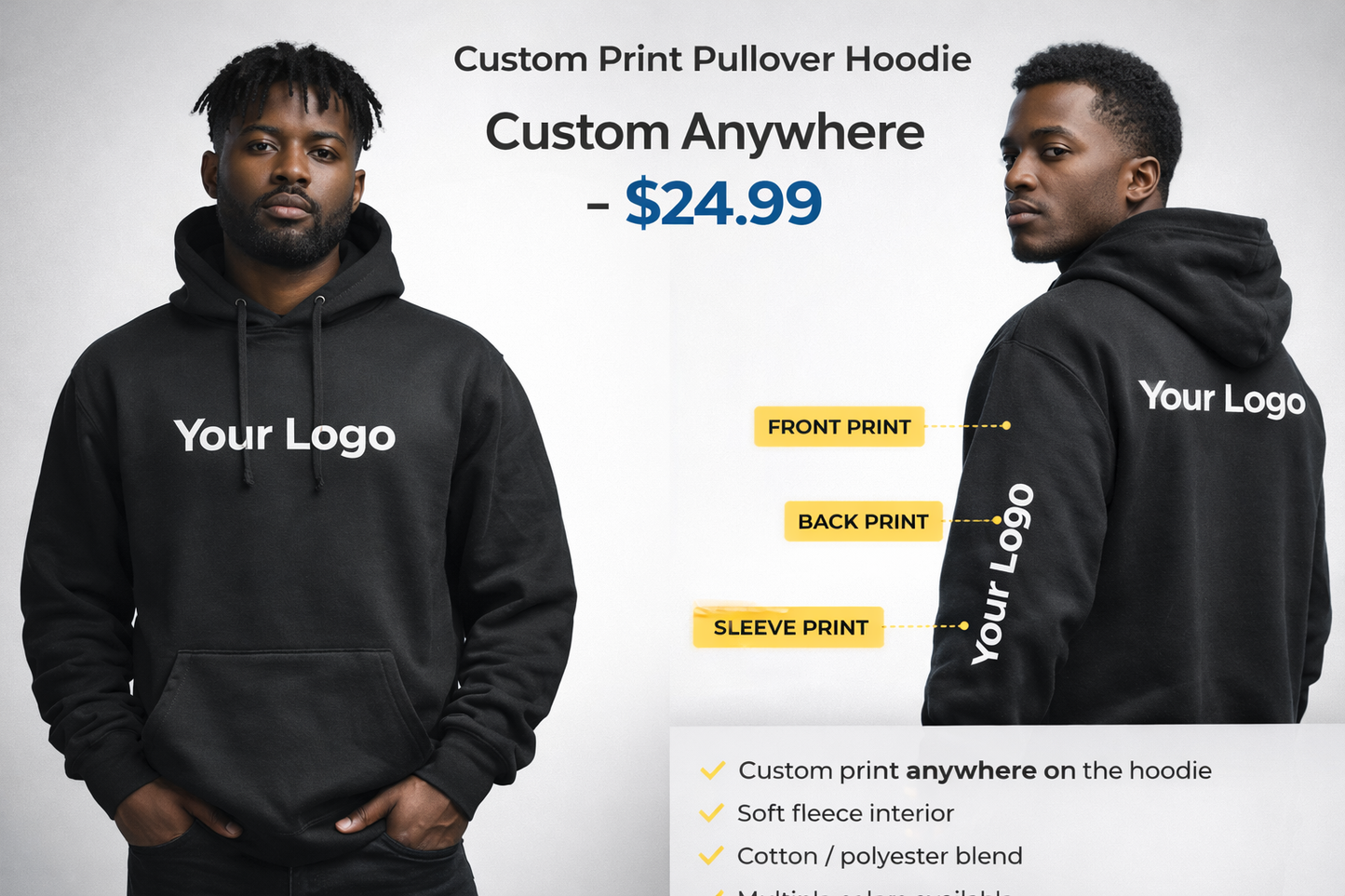 Custom Print Pullover Hoodie