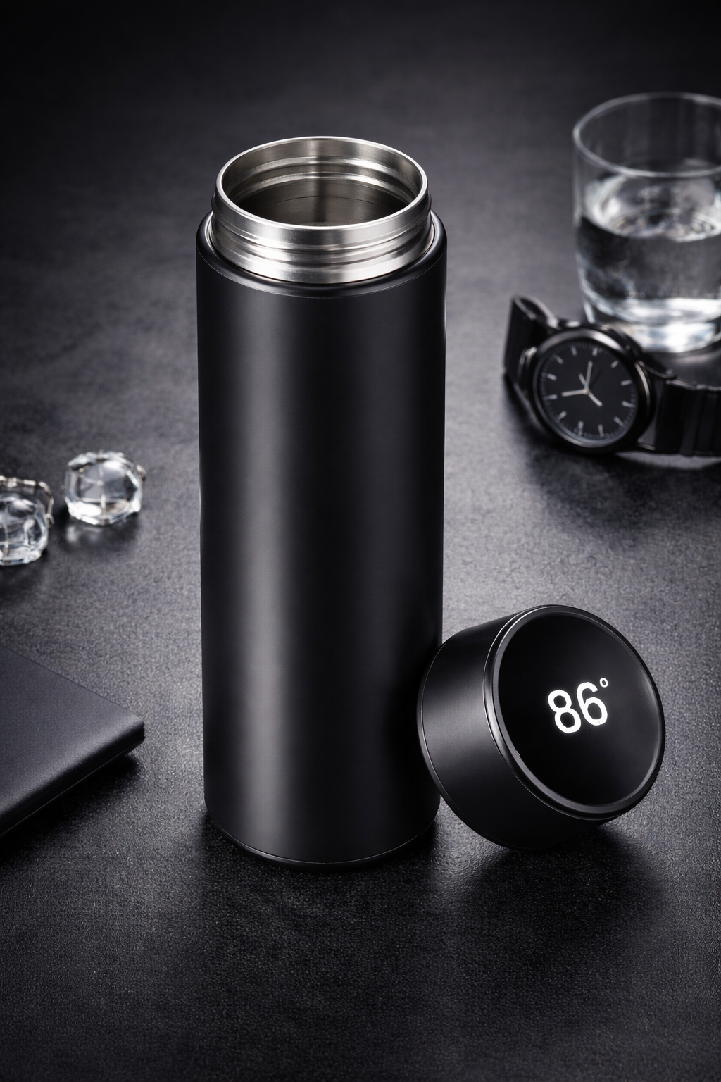 Custom logo smart temperature flask, main product presentation