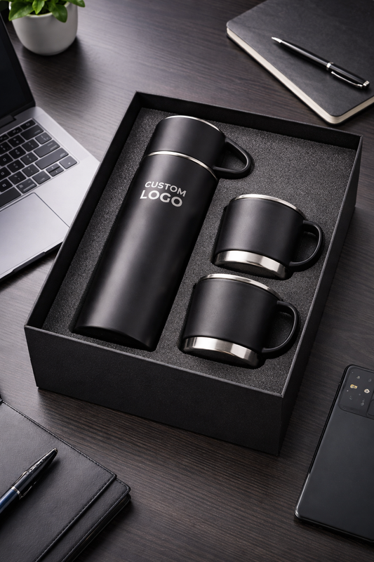 Travel Vacuum Flask Set – 500ml (3-in-1 Cup Lid Design)
