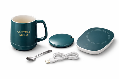 Custom logo USB heated mug set, product detail view