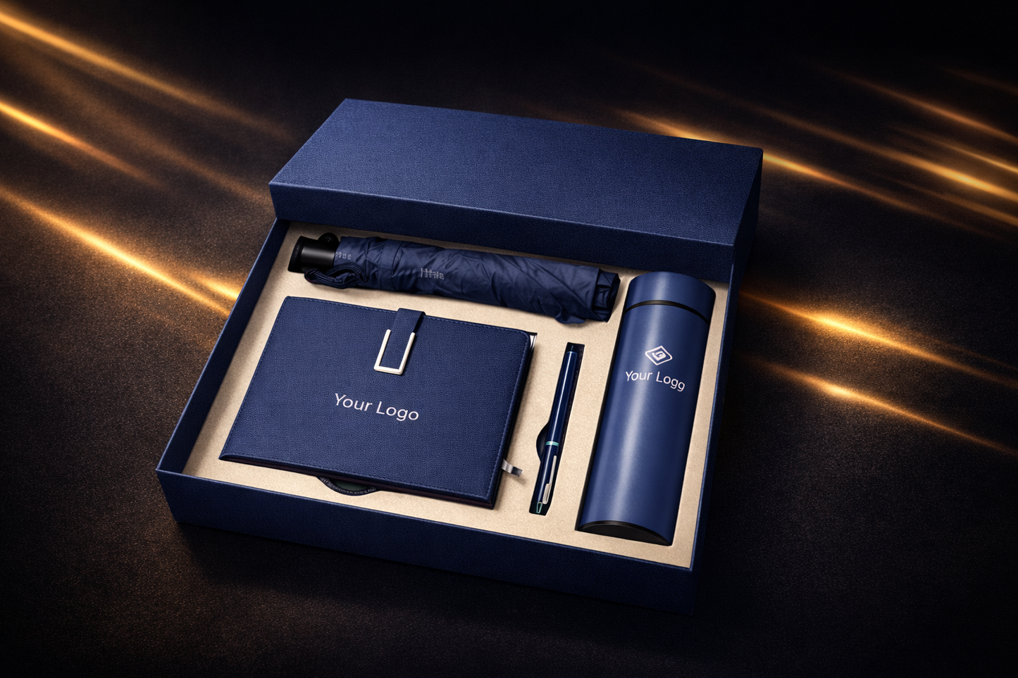 Gifty Signature Power Set – Executive Gift Box (Umbrella, Flask, Notebook & Pen)