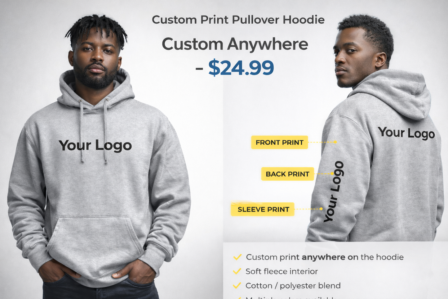 Custom Print Pullover Hoodie