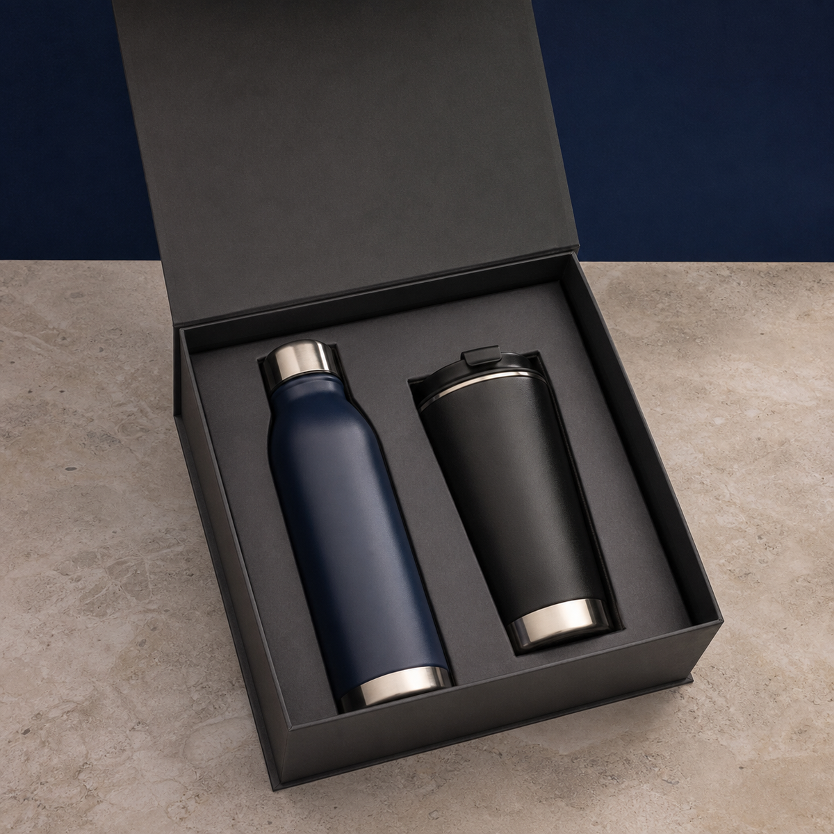 Coastline branded bottle and tumbler corporate gift set concept