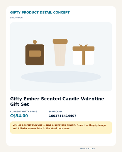 Gifty Ember Scented Candle Valentine Gift Set detail concept — not a supplier photo; safety approval required