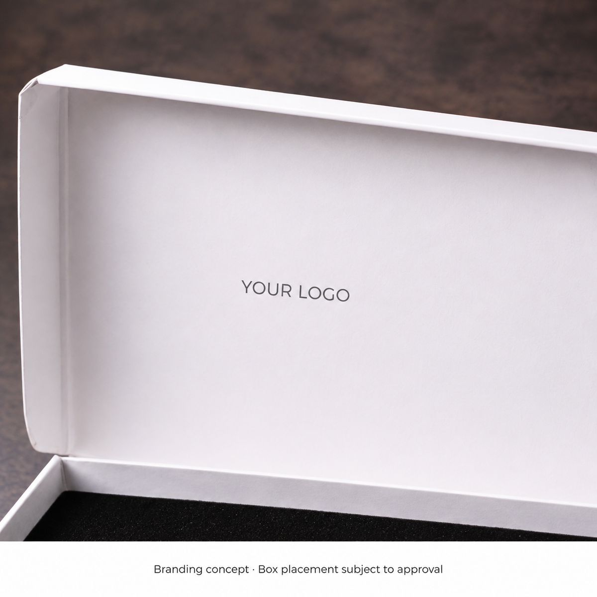 AI packaging branding concept for the Engineering Gift Box's inner lid; tools and technical specifications are not depicted or verified.