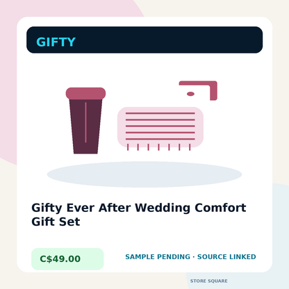 Gifty Ever After Wedding Comfort Gift Set concept visual — sample pending