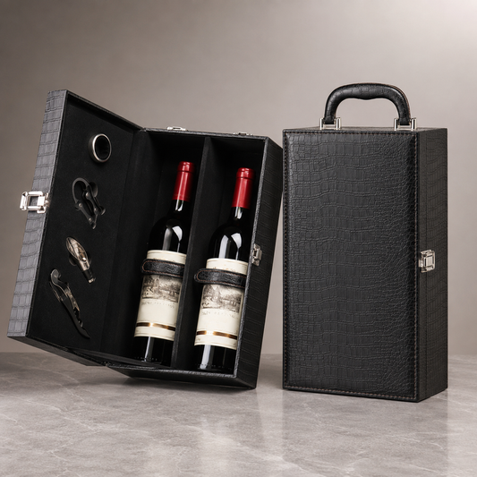 Executive double wine carrier and accessory set