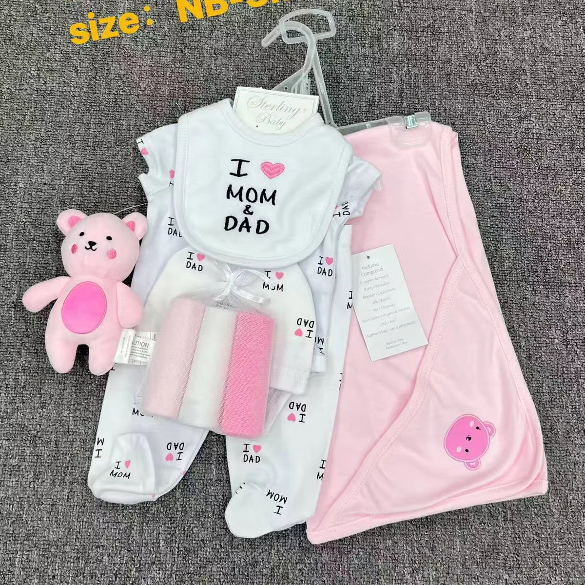 Little Arrival cotton newborn and baby shower gift set concept