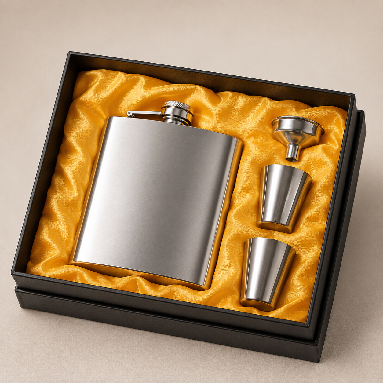 Classic stainless steel flask gift set